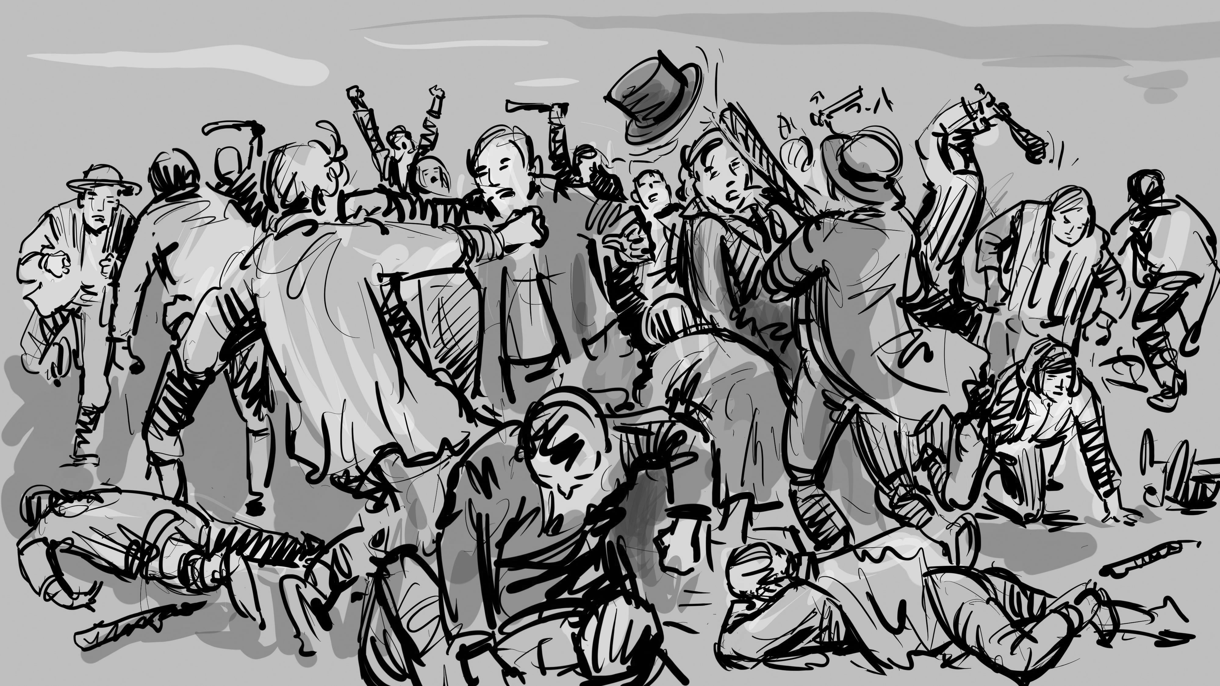 An illustrated depiction of the Belfast Riot of 1847.